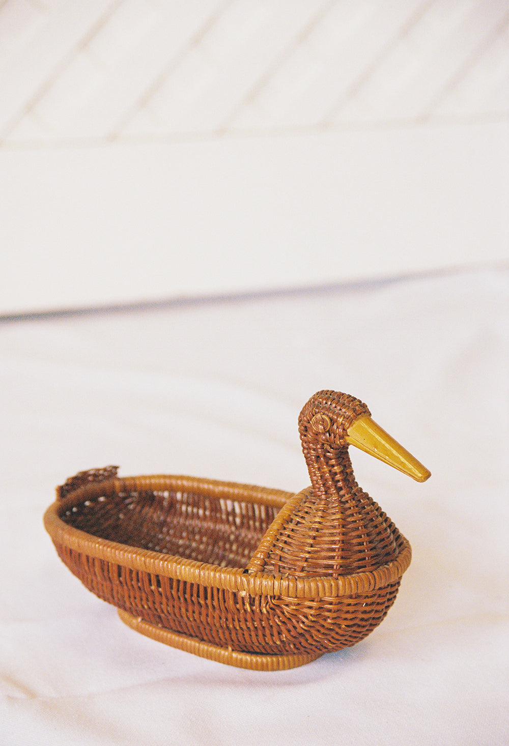 Wicker duck trinket basket